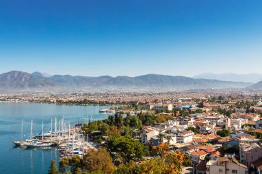 Türkiye 'de liman kenti Fethiye' nin manzarası.