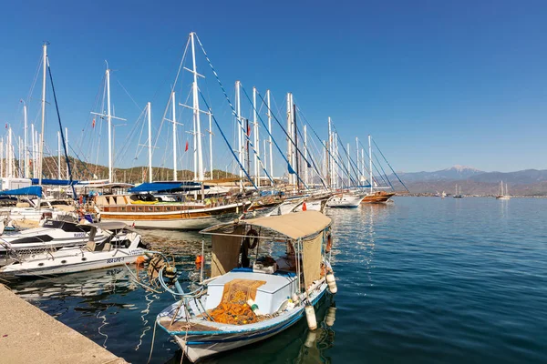 Fethiye Türkiye Ekim 2019 Tarihin Fethiye Kentinde Liman Gemileri — Stok fotoğraf