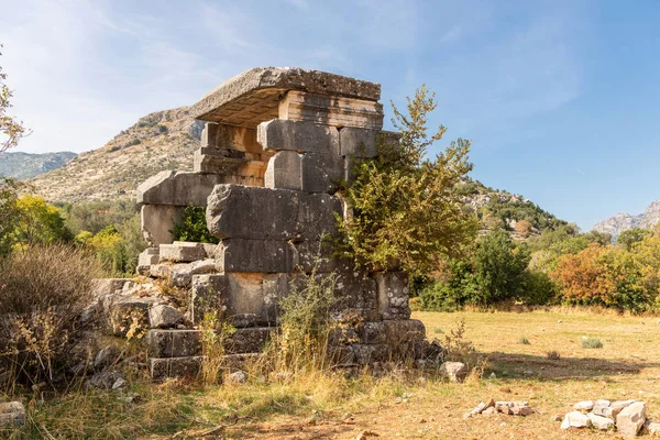 Sidyma Lycian Város Ősi Romjai Magasan Díszített Temetkezési Szarkofággal Mugla — Stock Fotó