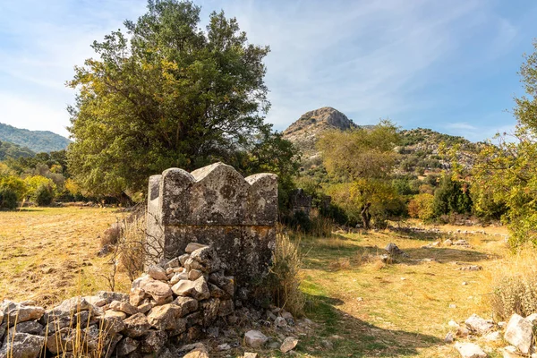 Paesaggio Panoramico Con Antiche Rovine Della Città Licia Sidyma Conosciuta — Foto Stock