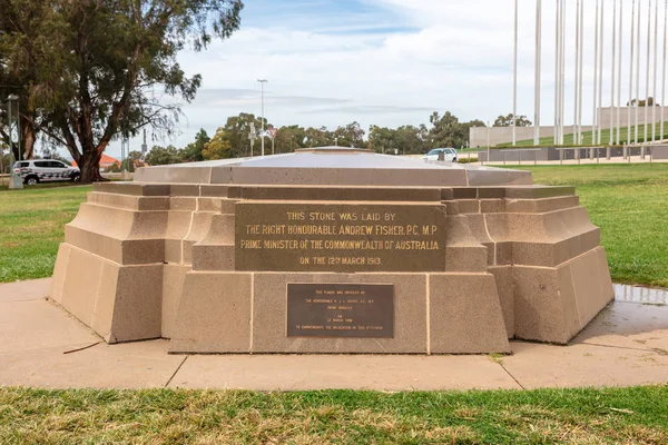 Canberra Australië Maart 2019 Canberra Foundation Stone Ground Parliament Een — Stockfoto