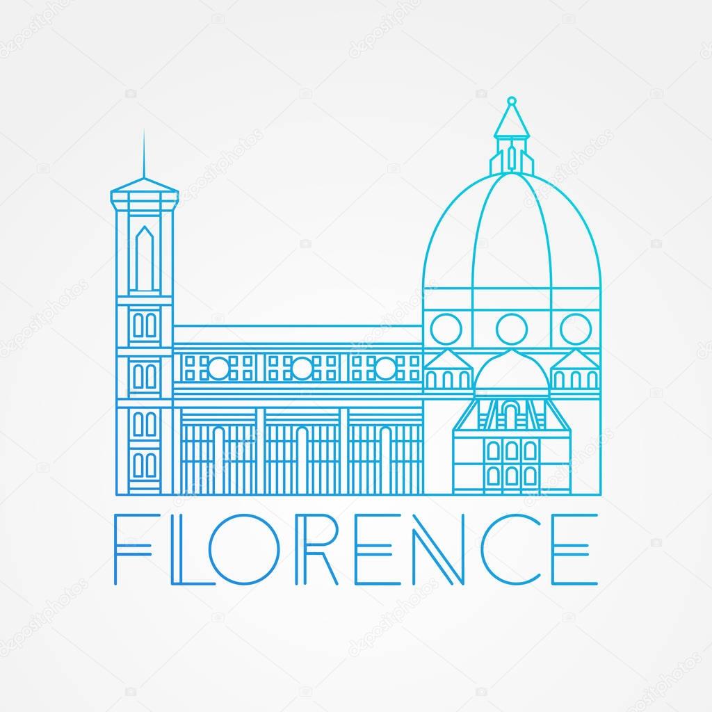 Cathedrale di Santa Maria del Fiore, symbol of Italy, Florence. Linear vector illustration