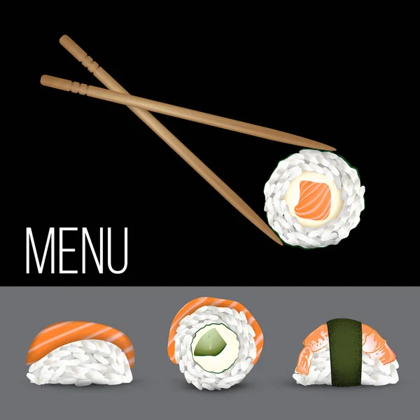 Vector Sushi set. Realistic icon. — Stock Vector