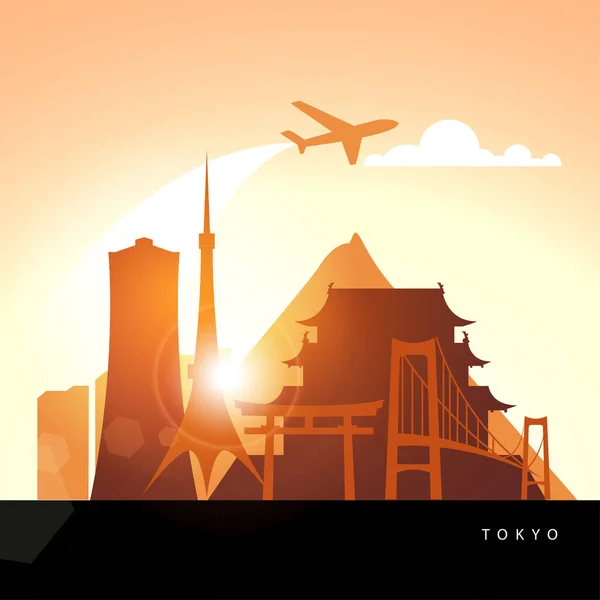 Tokyo, detailed silhouette — Stock Vector