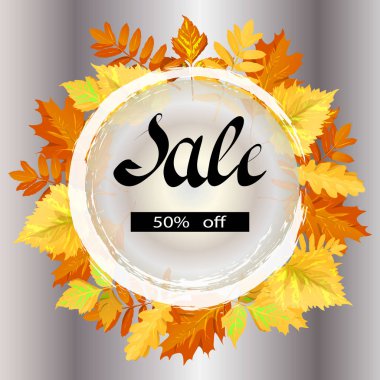 Soyut glitter backgroundis yaprakları sonbahar ile gri arka plan soyut