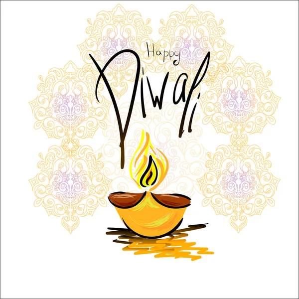 Illustration vectorielle sur le thème de la célébration traditionnelle du diwali heureux — Image vectorielle
