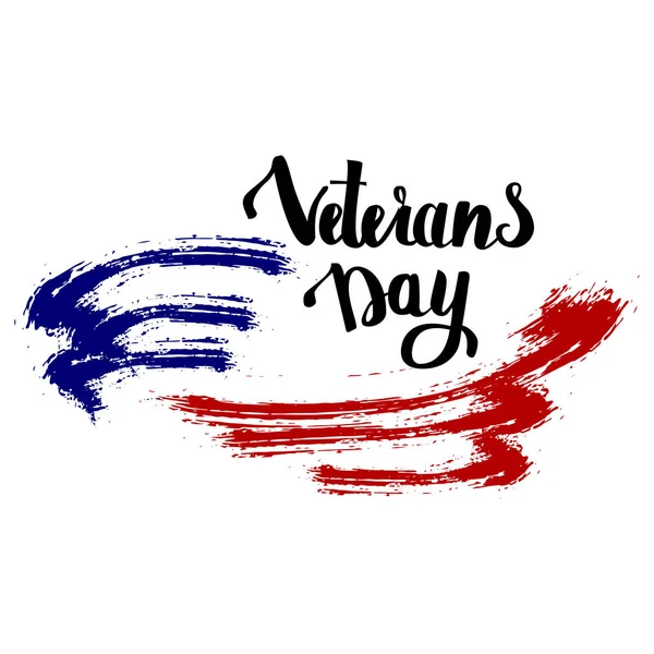 Ilustração vetorial com letras Happy Veterans Day. 11 de novembro fundo feriado. Cartaz de celebração com estrelas. Cartão de saudação . —  Vetores de Stock