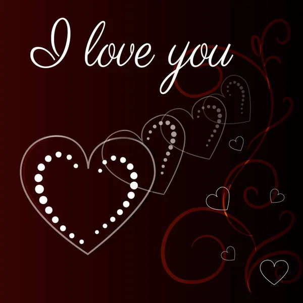 Carte postale pour la Saint Valentin, avec coeur et inscription Je t'aime — Image vectorielle