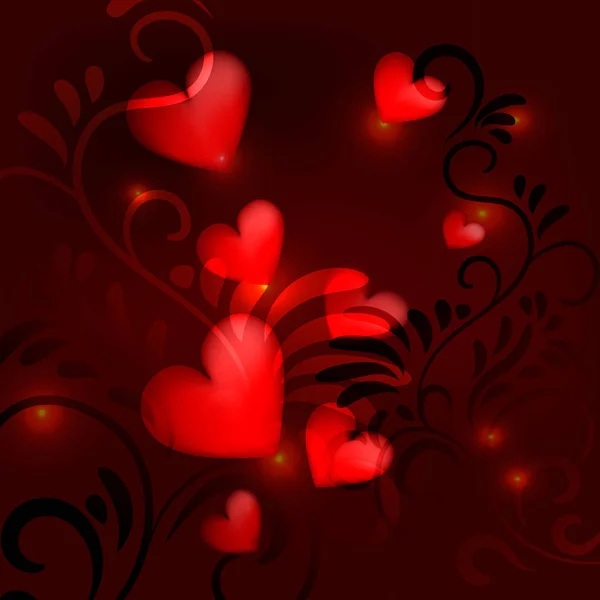 Pohlednice pro Valentines den, přičemž srdce vektorové ilustrace — Stockový vektor