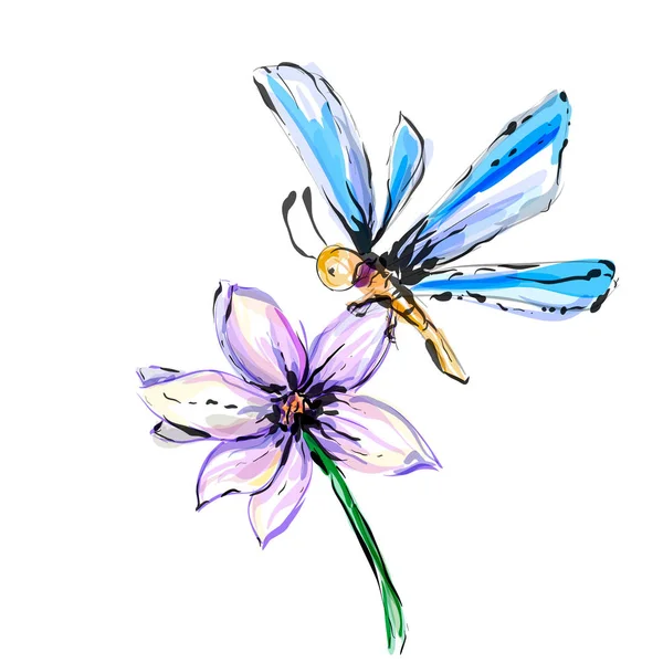 Motyl Kwiat Wektor Ilustracja Użycia Karty Okolicznościowe Druku Shirt Kolorowe — Wektor stockowy