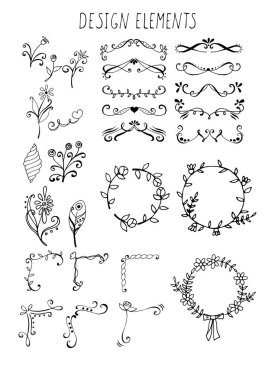 el çekilmiş tasarım öğeleri