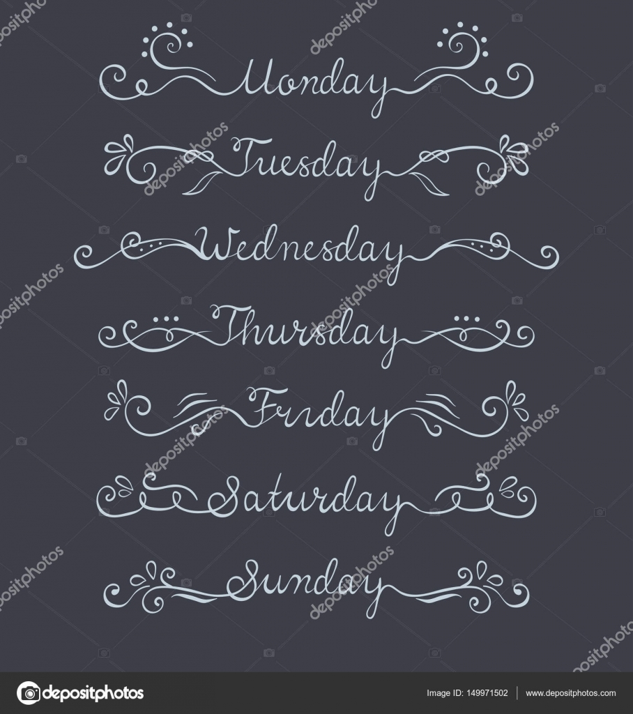 Mão Lettering Dias da Semana imagem vetorial de © Zolushka88 149971502