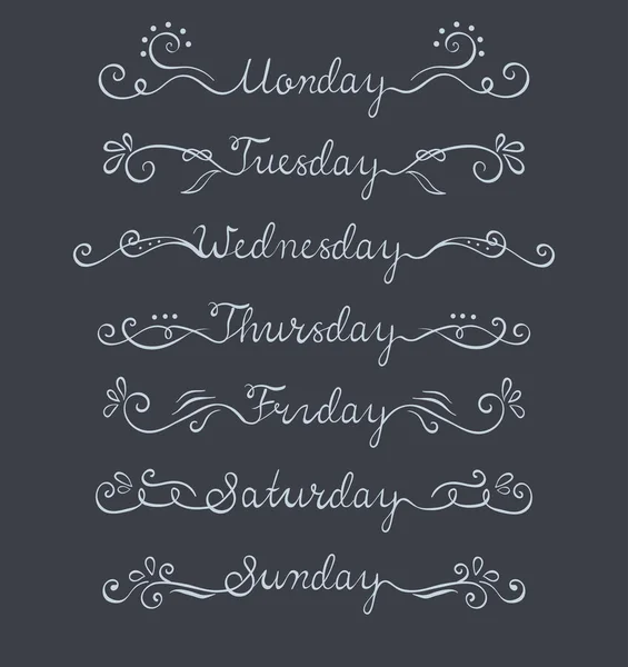 Hand lettering days of week — Stock Vector