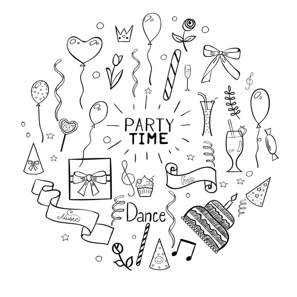 Set of party doodles. — Stock Vector
