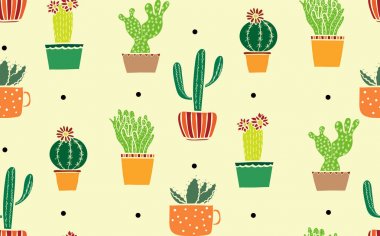 Kaktüs dikişsiz desen.