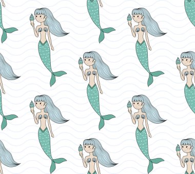 Deniz kızı seamless modeli.