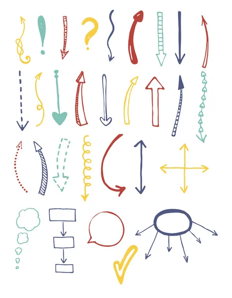 手绘制矢量集涂鸦箭头. — 图库矢量图片