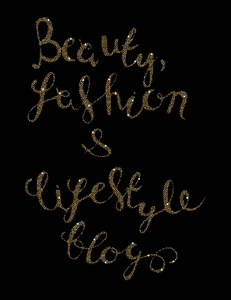 Blog de moda escrito a mano letras doradas  . — Vector de stock