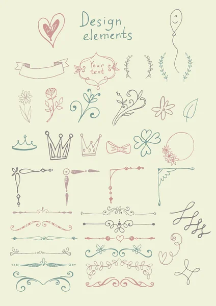Elementos de diseño dibujado a mano . — Archivo Imágenes Vectoriales
