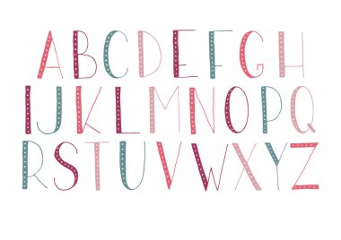 elle çizilmiş vektör alfabesi.