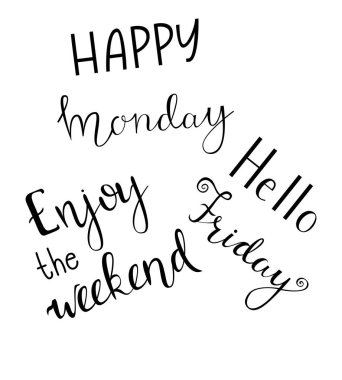 El ifadeler haftanın günleri hakkında yazılı kümesi.