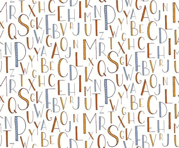 Seamless pattern with hand drawn vector alphabet. — Stock Vector