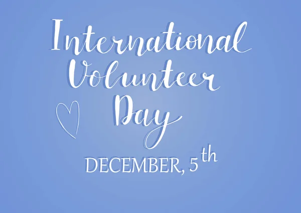 Journée internationale des bénévoles lettrage dessiné à la main . — Image vectorielle