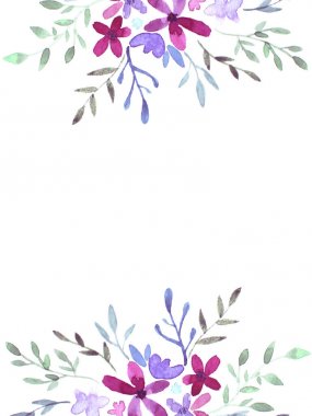 Şirin suluboya çerçeve çiçek.