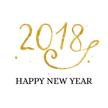 Yeni yıl yazı altın doku ile el çekilmiş.