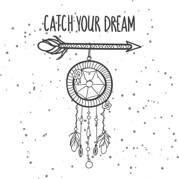 Dreamctcher with hand written phrase - Catch your dream. — Stock Vector