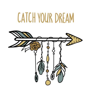 Kabile okla tüyler ve takı.