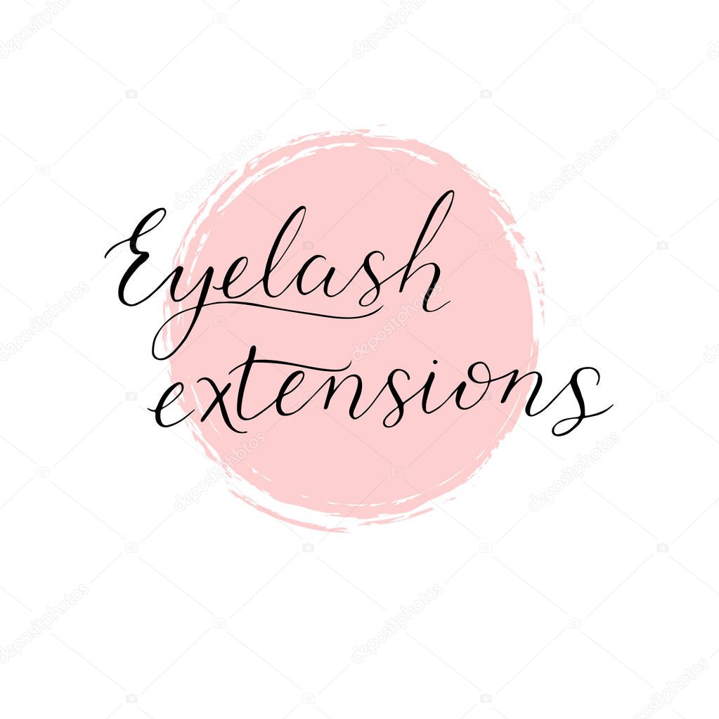 Eyelash extensions logotype. Hand made calligraphy.Vector illustration, ideal template for lashes extensions salons, beauty shops, Eyelash extensions etc.