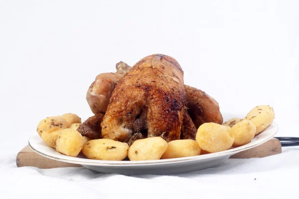 Chicken  roasted and potatoes — Stock Photo, Image