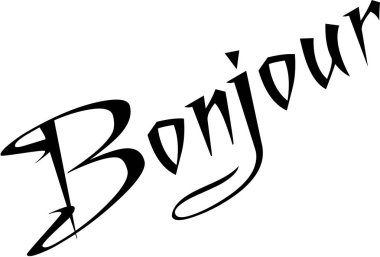 Bonjour metin işaret illüstrasyon