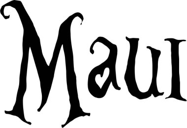 Maui metin işaret illüstrasyon