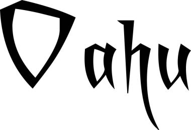 Oahu metin işaret illüstrasyon