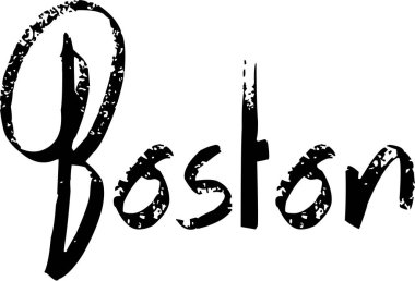 Boston metin işaret illustraion