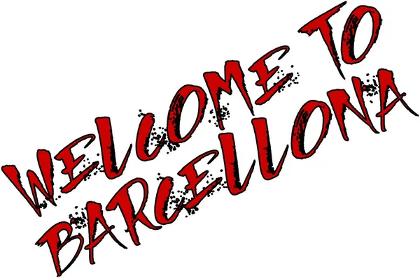 Добро пожаловать в Barcellona текстовый знак иллюстрации — стоковый вектор