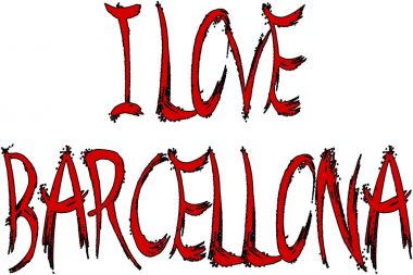 Ben aşk Barcellona metin illüstrasyon işareti