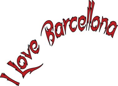 Ben aşk Barcellona metin illüstrasyon işareti