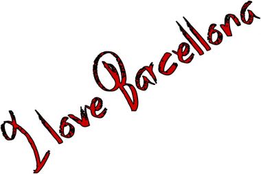 Ben aşk Barcellona metin illüstrasyon işareti