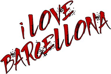 Ben aşk Barcellona metin illüstrasyon işareti