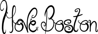 Boston metin işaret illüstrasyon seviyorum