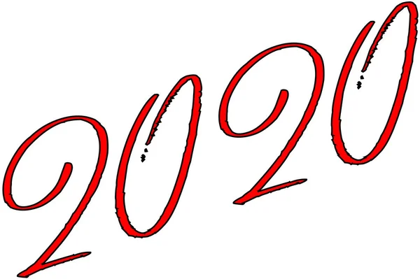 Frohes neues Jahr 2020 Textzeichenillustration — Stockvektor