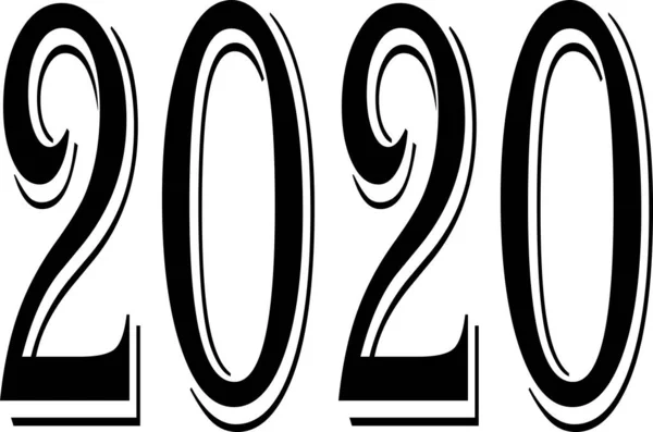 快乐新年2020年文字签名图解 — 图库矢量图片