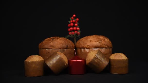 Weihnachten Essen Und Zierkomposition Stillleben Weihnachtszeit — Stockvideo