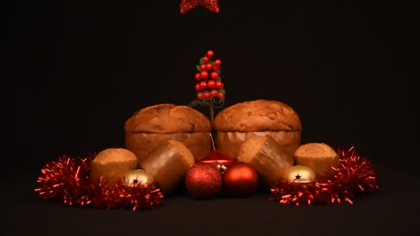 Composição Comida Ornamento Natal Ainda Vida Estação Férias — Vídeo de Stock