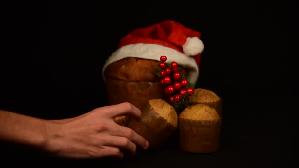 Weihnachten Essen Und Zierkomposition Stillleben Weihnachtszeit — Stockvideo