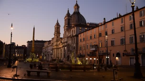 Piazza Navona Daki Roma Şehrinin Mimarisi — Stok video
