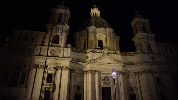 Piazza Navona Daki Roma Şehrinin Mimarisi — Stok video